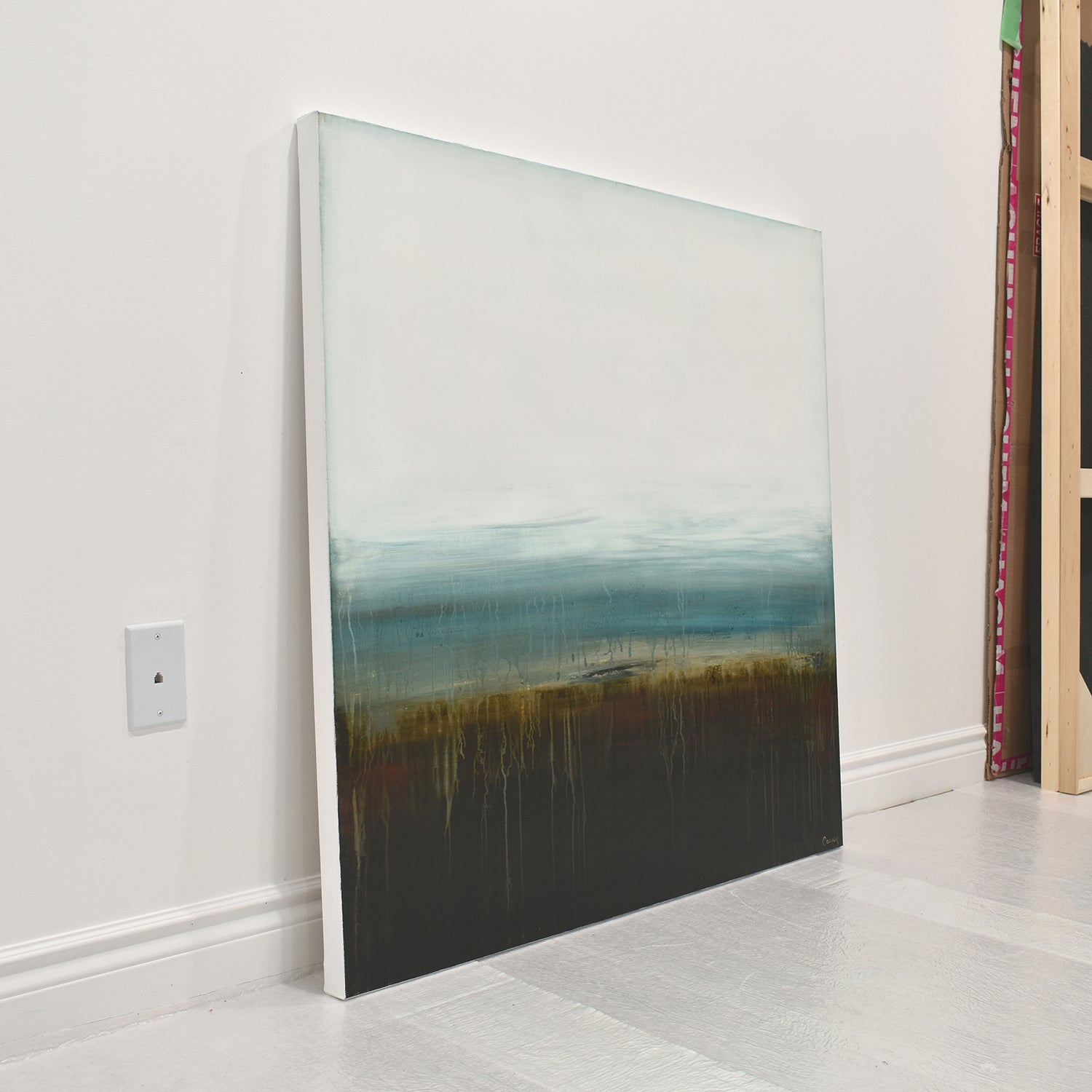 Textured abstract drawing and acrylic landscapes painting  by modern abstract artists Canada - Lisa Carney 