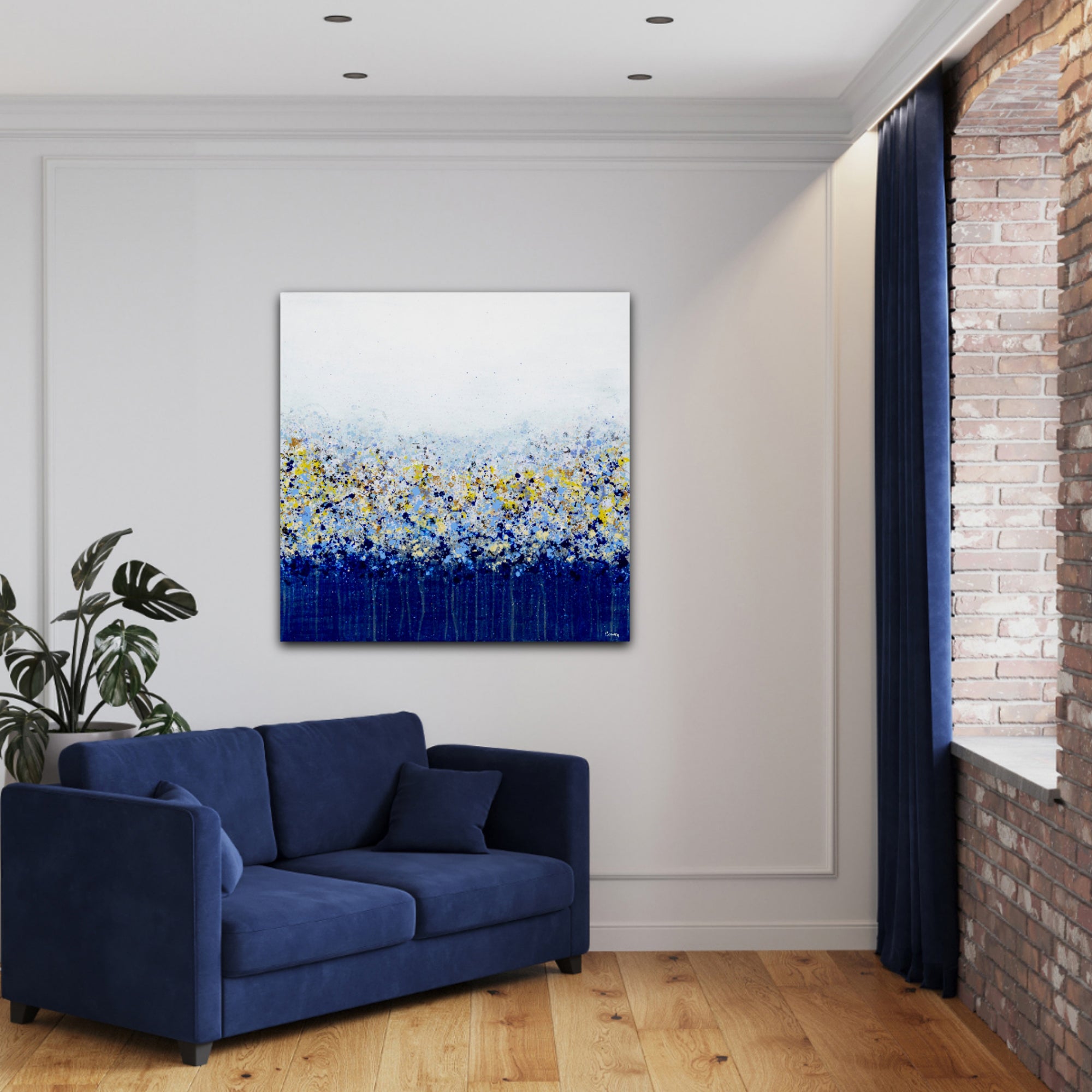 Textured abstract drawing and large landscape wall art by modern landscape artists Canada - Lisa Carney 