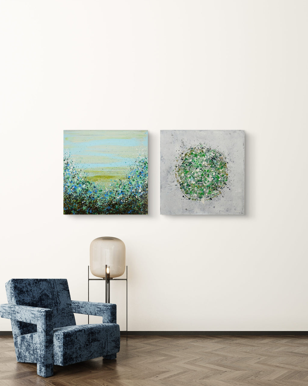 Petal Burst 6 + Potpourri 12 paired artwork view - Lisa Carney