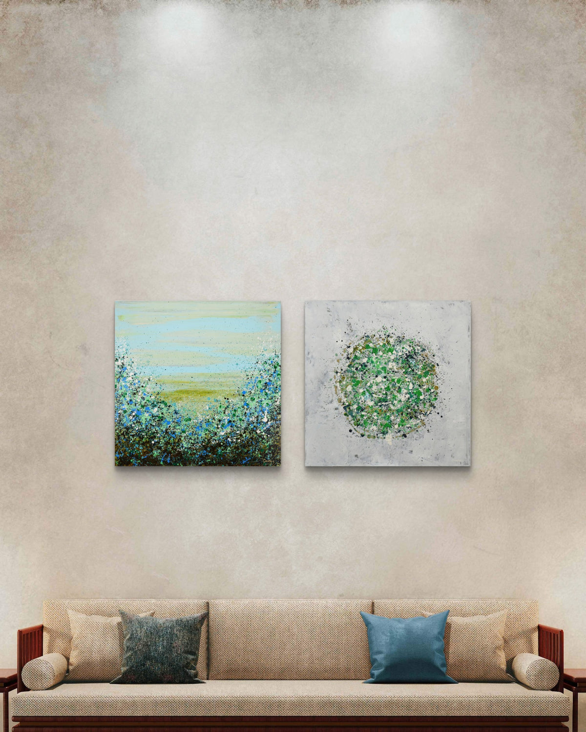 Petal Burst 6 + Potpourri 12 paired artwork view - Lisa Carney