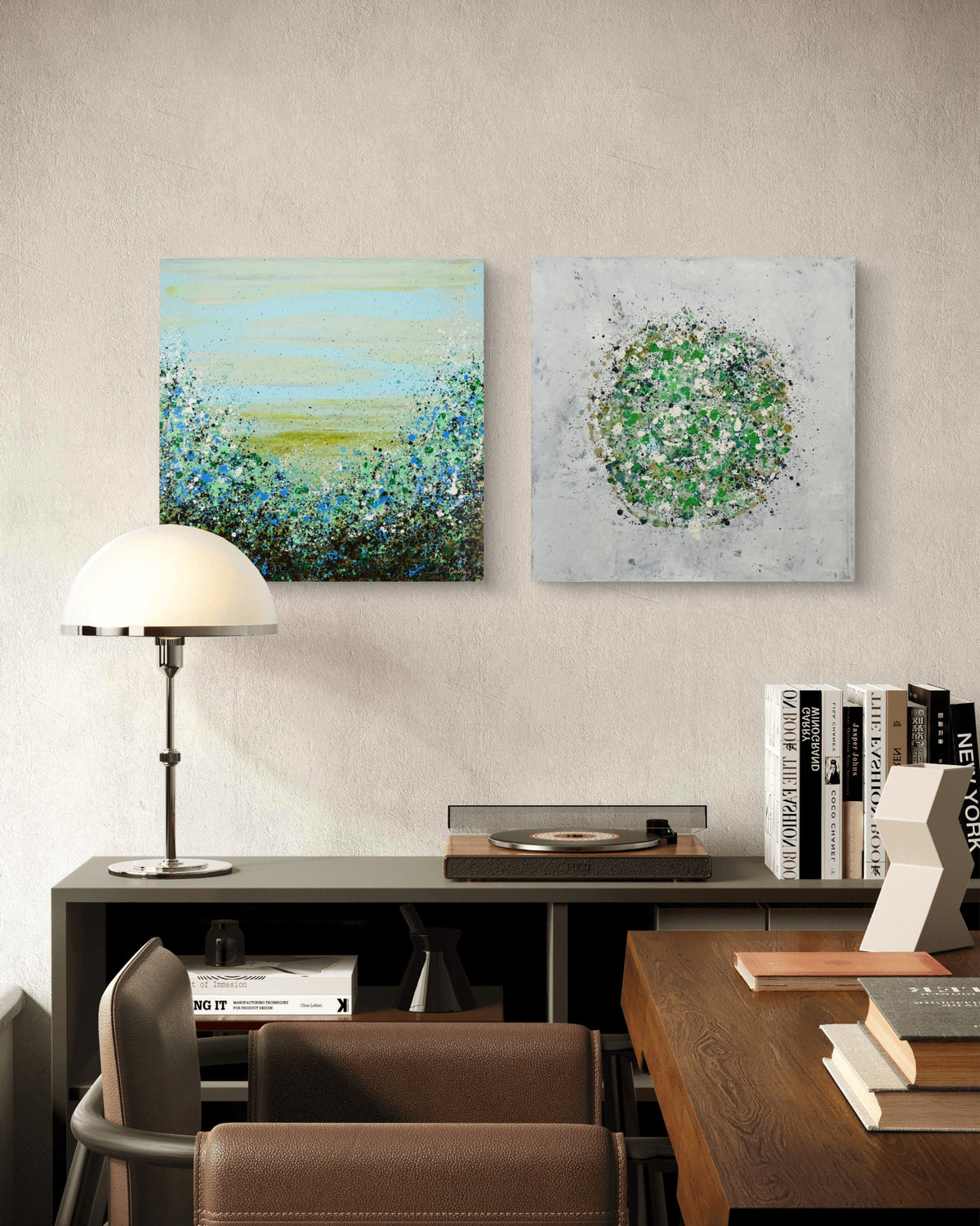 Petal Burst 6 + Potpourri 12 paired artwork view - Lisa Carney