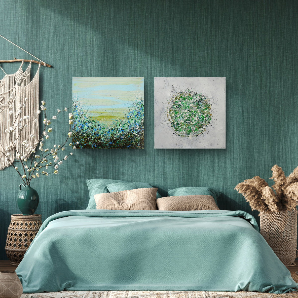 Petal Burst 6 + Potpourri 12 paired artwork view - Lisa Carney