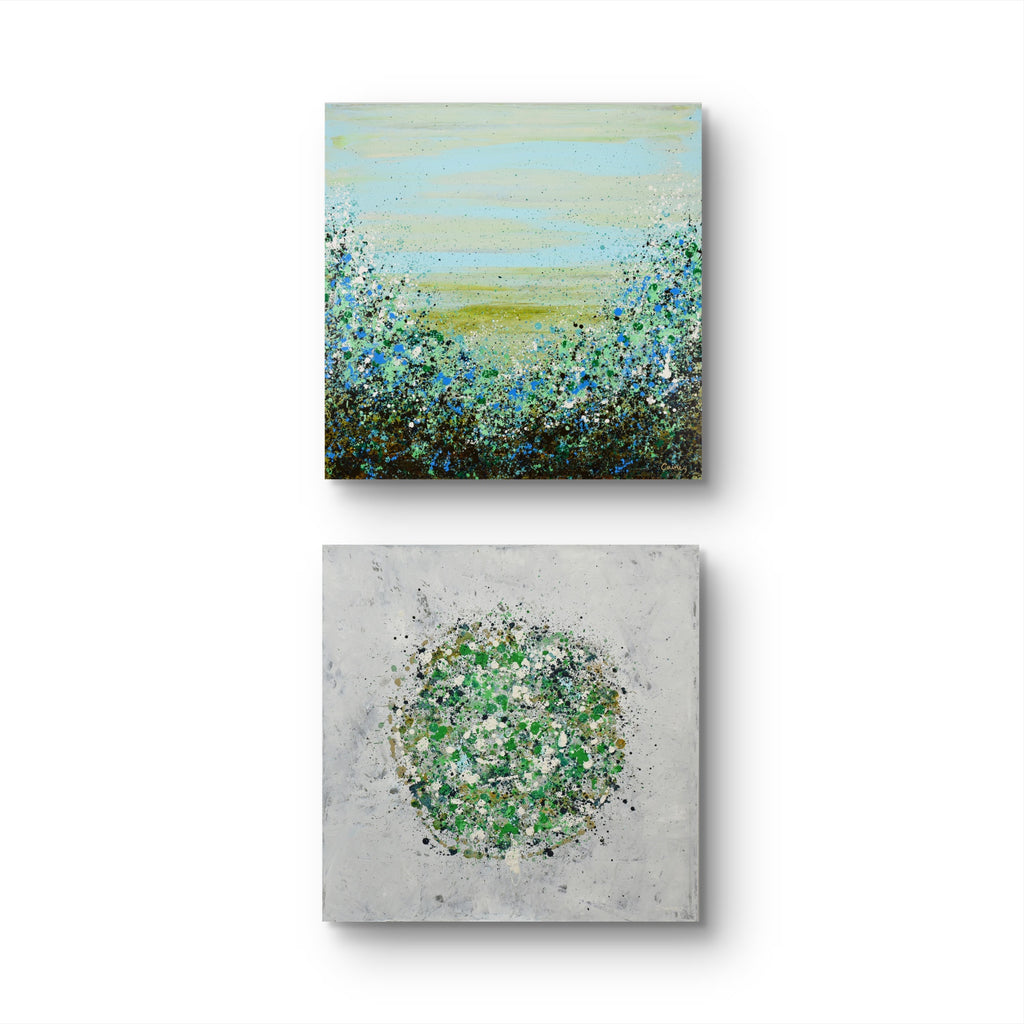 Petal Burst 6 + Potpourri 12 diptych, alternate arrangement - Lisa Carney