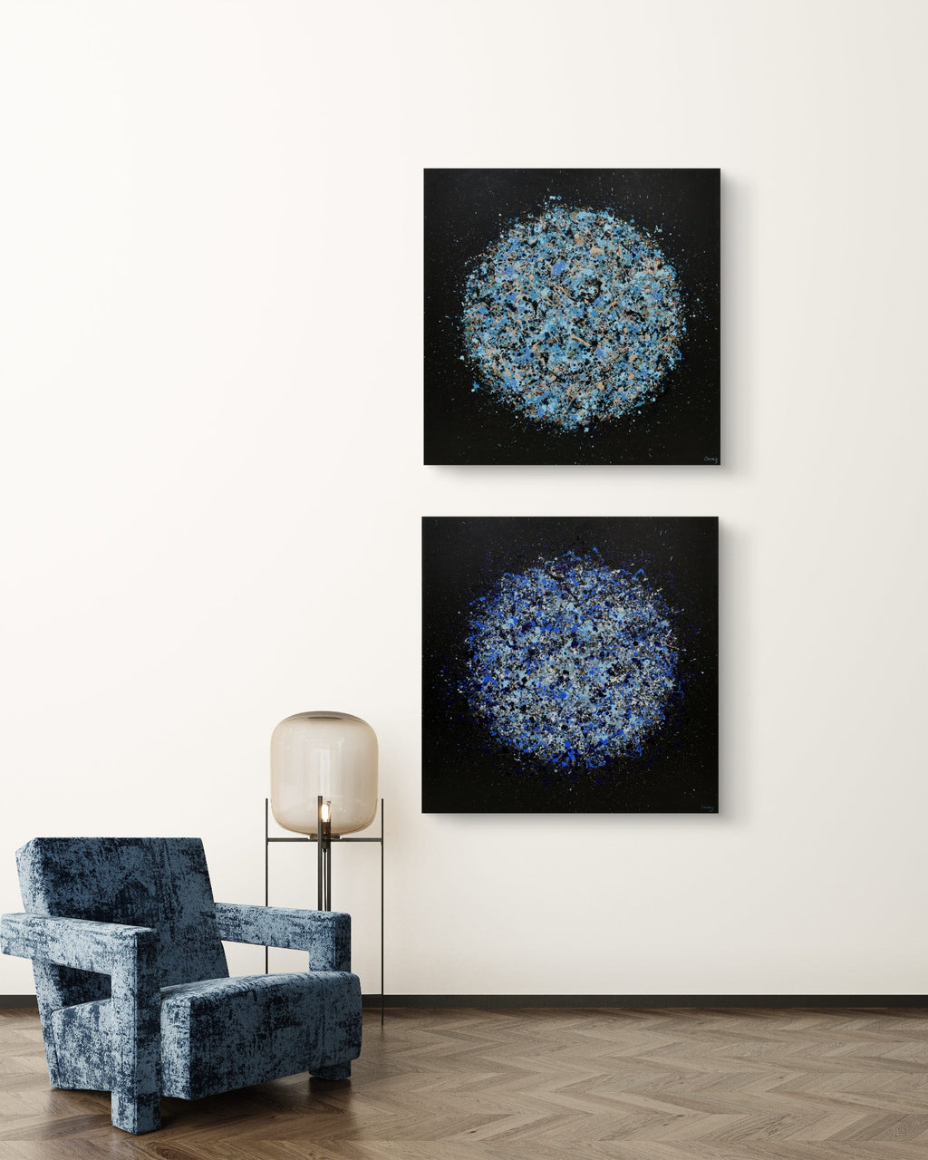 Petal Burst 50 + Petal Burst 52 paired artwork view - Lisa Carney