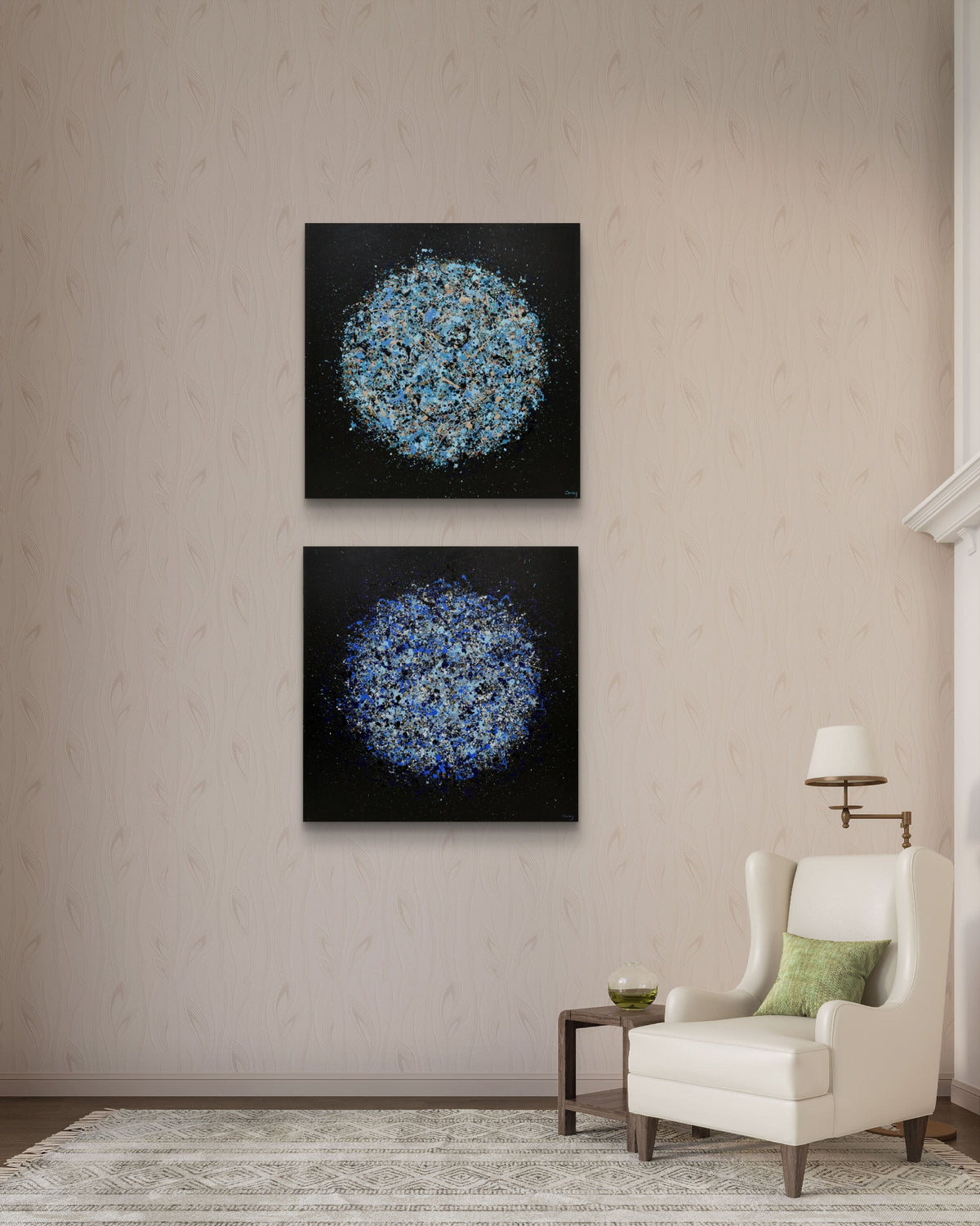 Petal Burst 50 + Petal Burst 52 paired artwork view - Lisa Carney