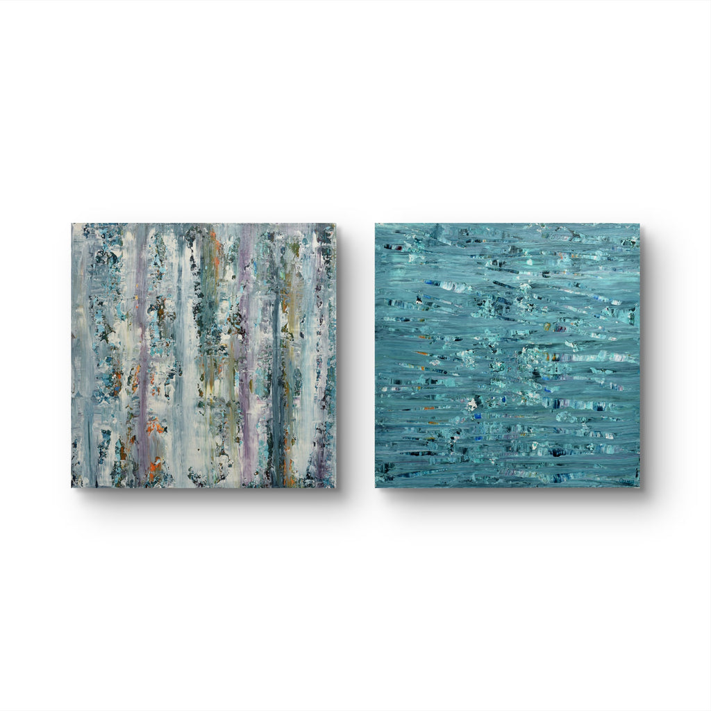 Wipeout + Snowlight diptych, horizontal arrangement - Lisa Carney