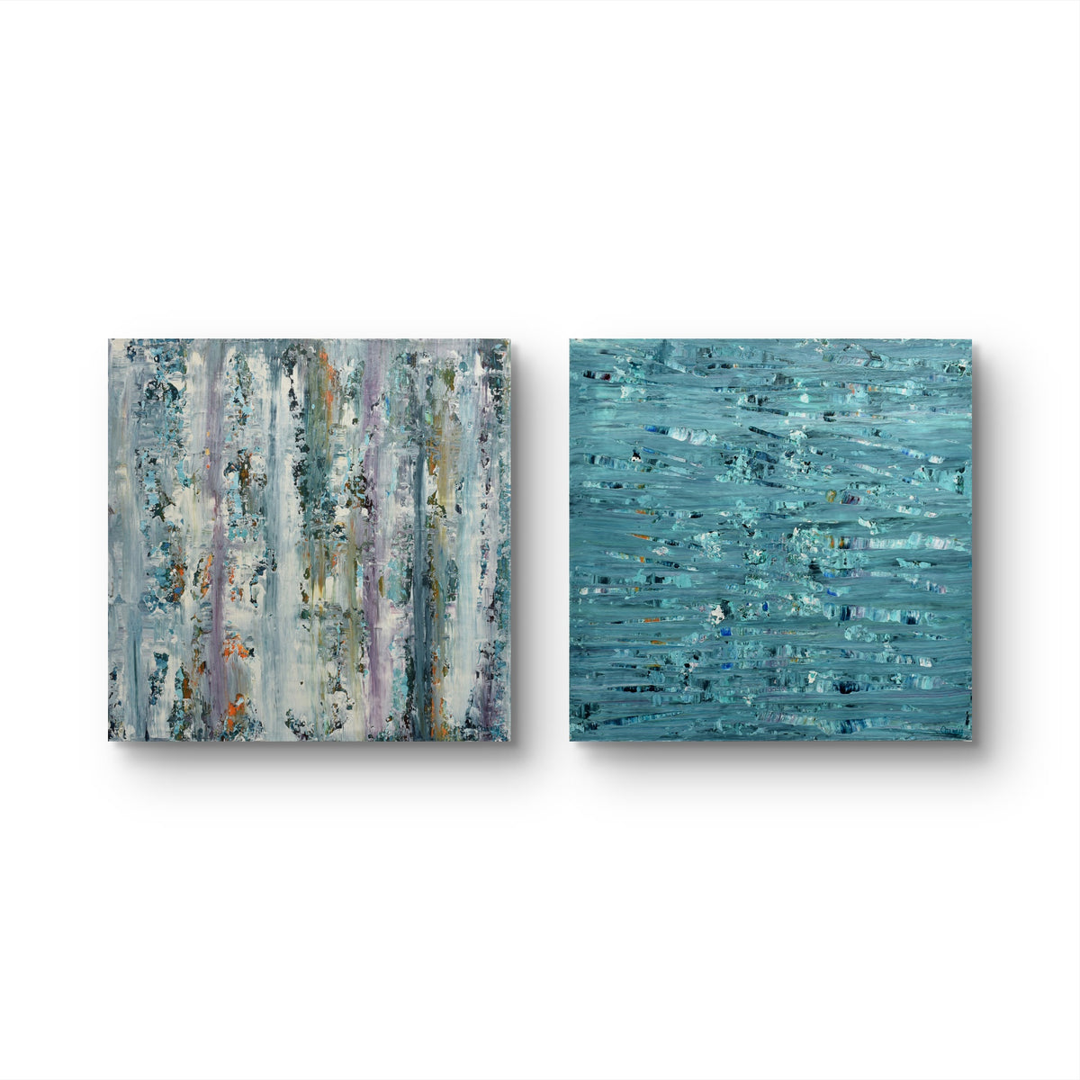 Wipeout + Snowlight diptych, horizontal arrangement - Lisa Carney
